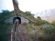 We approach one of the dozens of train tunnels along the copper canyon route.